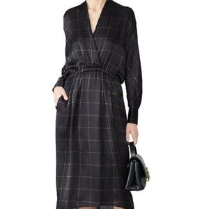 Vince Grid Plaid Wrap Dress